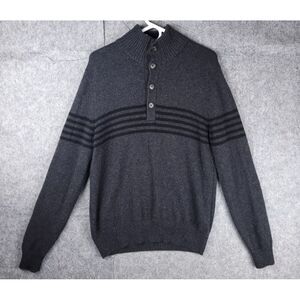 Neiman Marcus Cashmere Sweater Men's Large 4-Button Striped High Neck